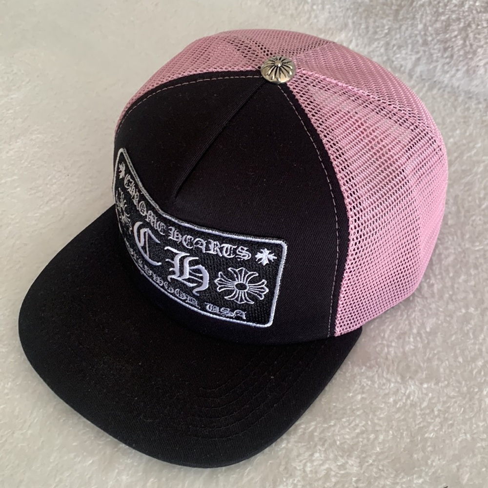 Chrome Hearts Black and Pink Trucker Hat